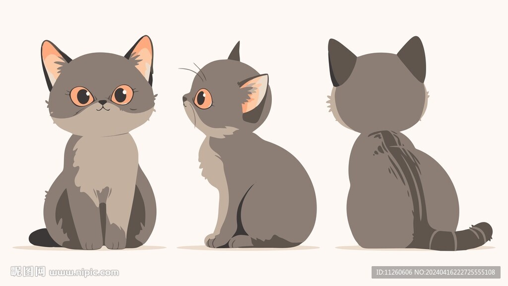 可爱猫猫三视图