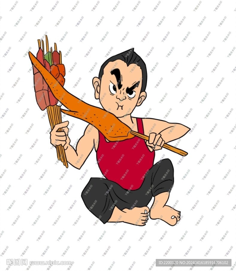 烤肉烧烤串串香卡通人物形象