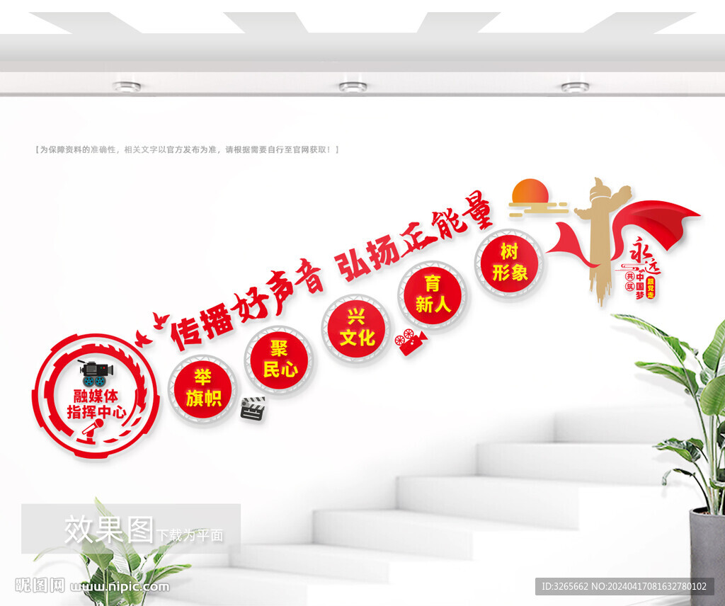 融媒體中心樓梯間標語墻圖片