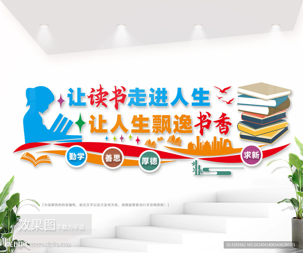 校園閱讀室標語讀書文化墻圖片