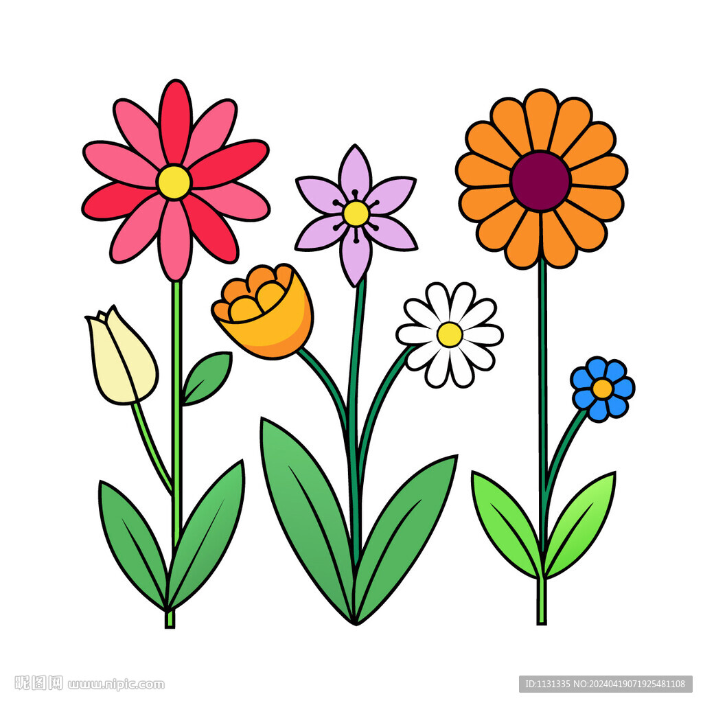 矢量花朵裝飾小花組合