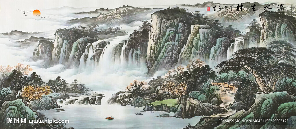 水墨山水畫電視背景墻