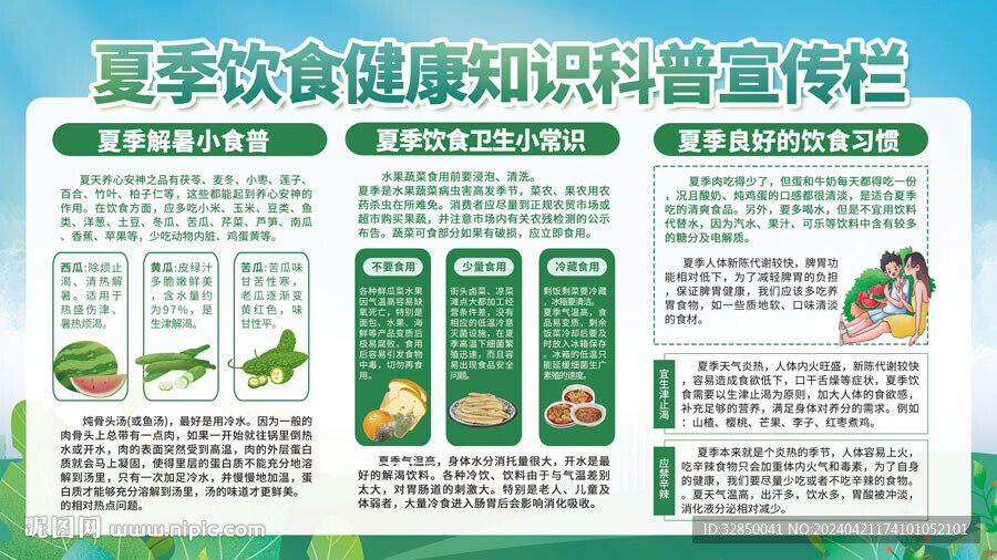 夏季飲食衛(wèi)生安全健康科普宣傳欄
