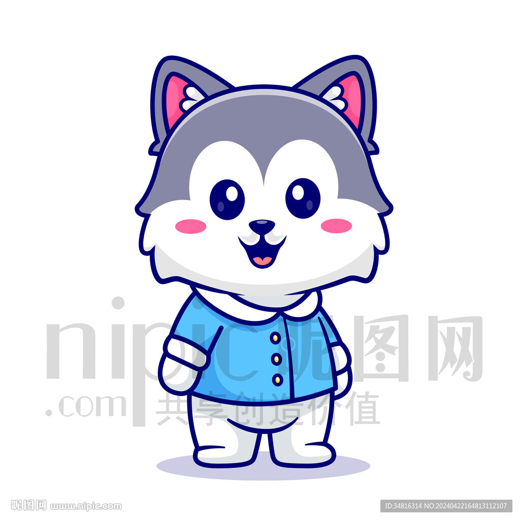 可愛卡通狼狗