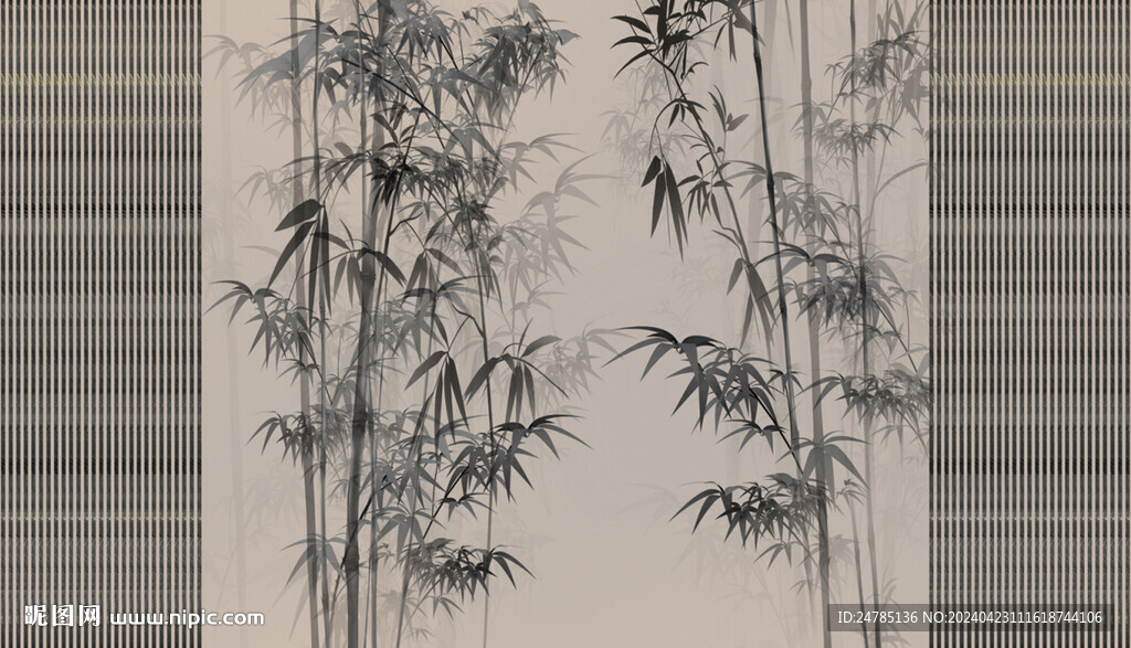 新中式水墨竹子背景