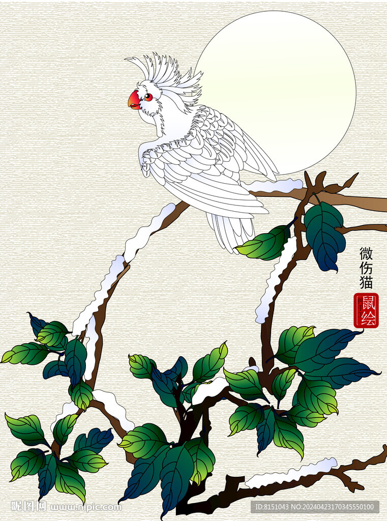 工筆花鳥矢量圖
