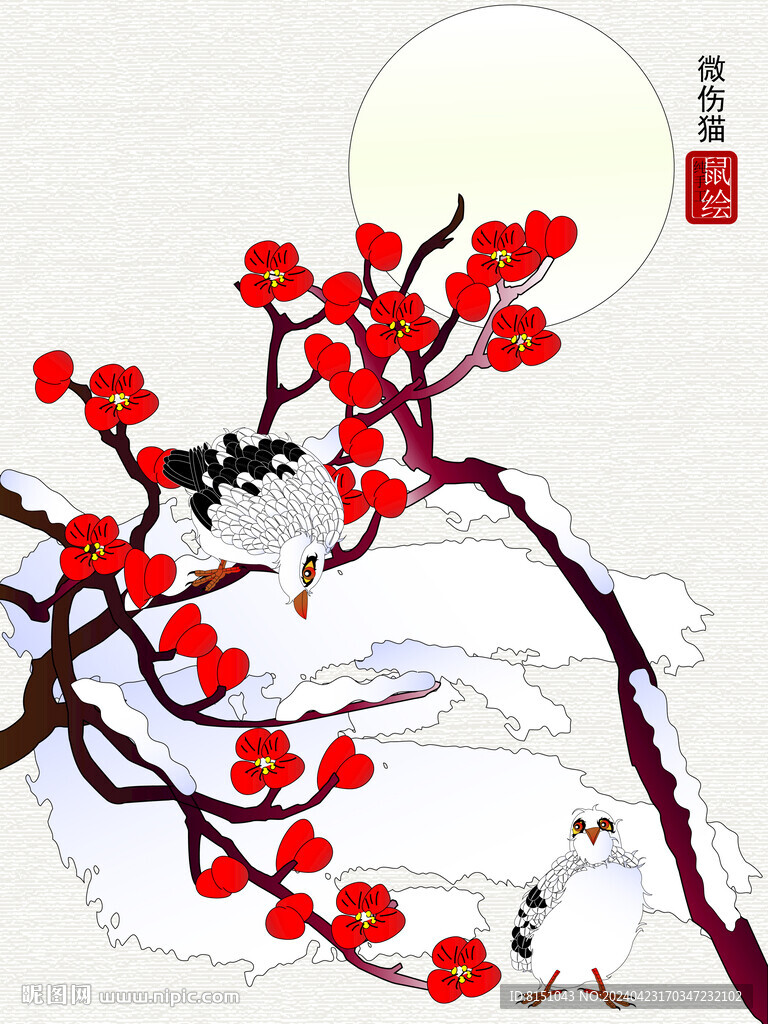 工筆花鳥矢量圖