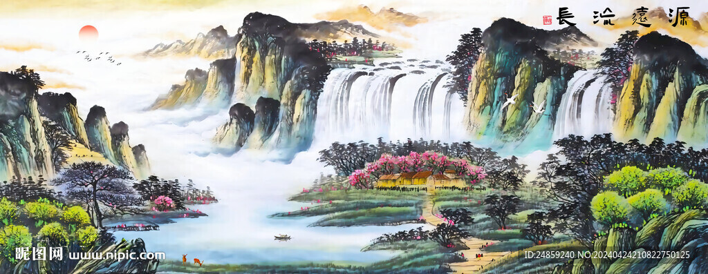瀑布風景畫