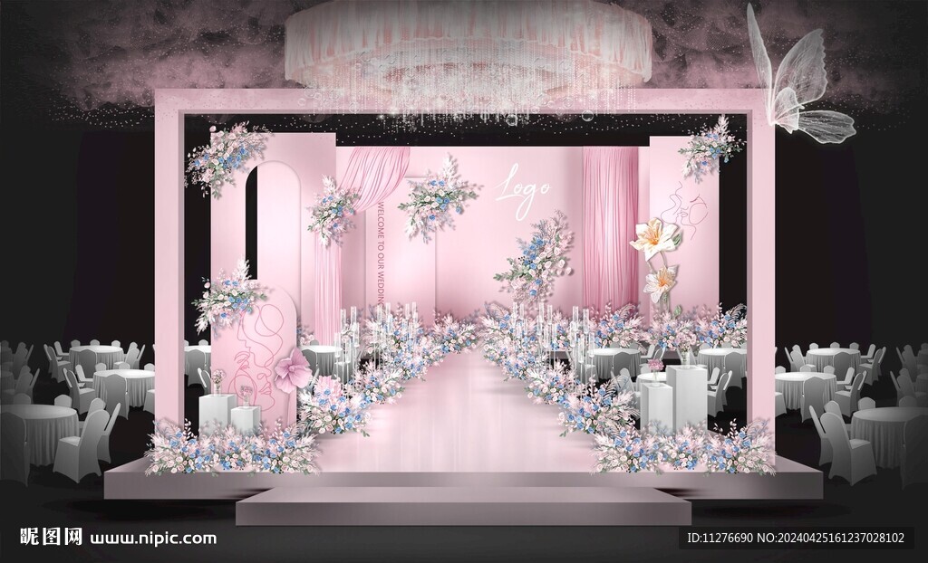 粉色花園法式浪漫婚禮效果圖