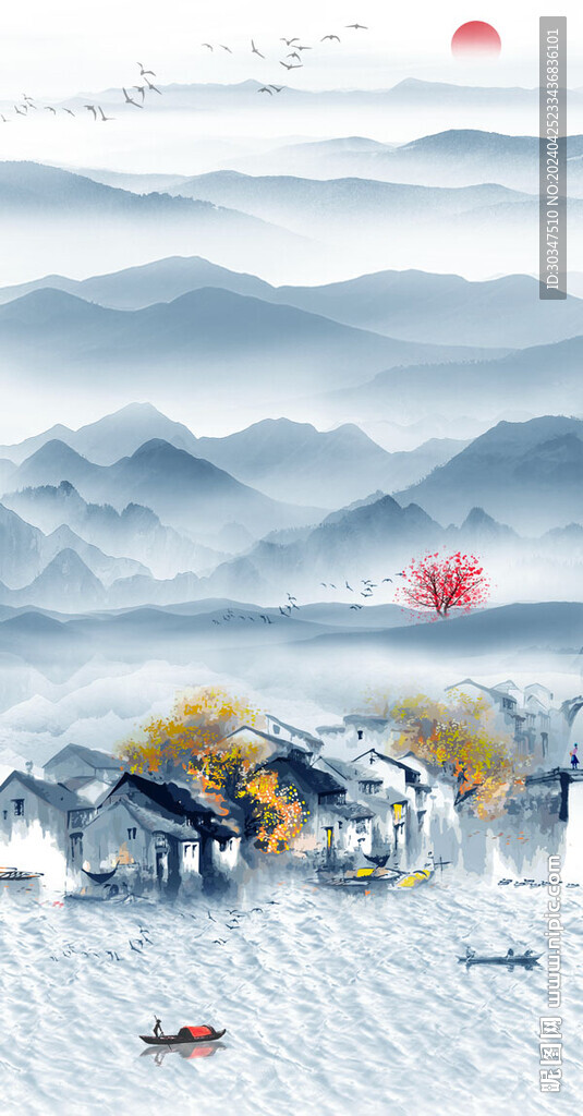 中式水墨山水畫