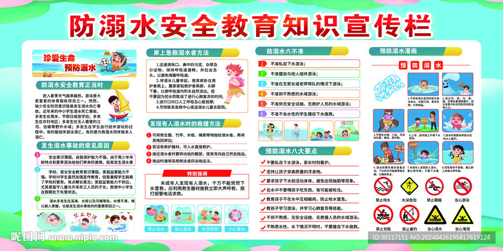 預(yù)防溺水 校園安全展板