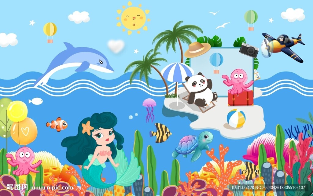 卡通兒童背景墻圖片
