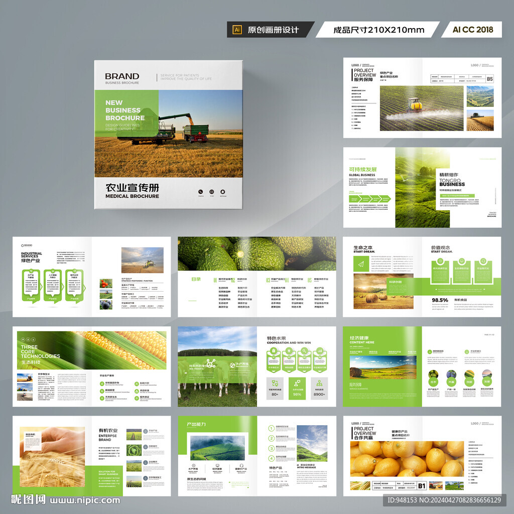 方形農(nóng)業(yè)畫冊模板