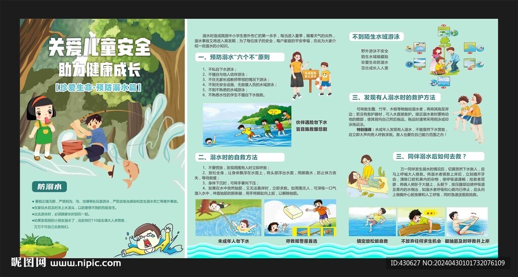 关爱儿童安全 防溺水展板海报