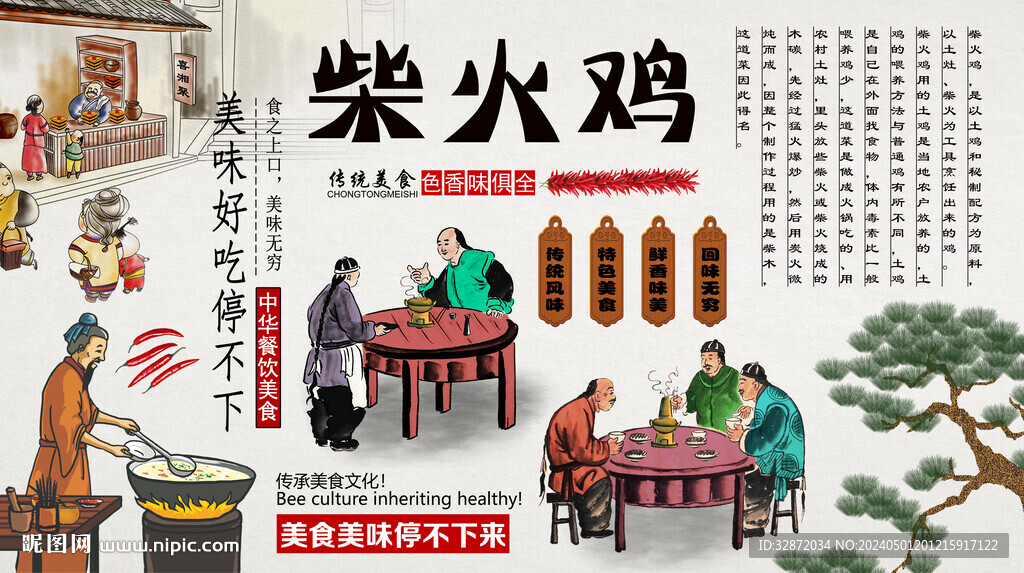 柴火雞背景墻