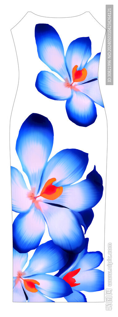 手繪藍(lán)色花