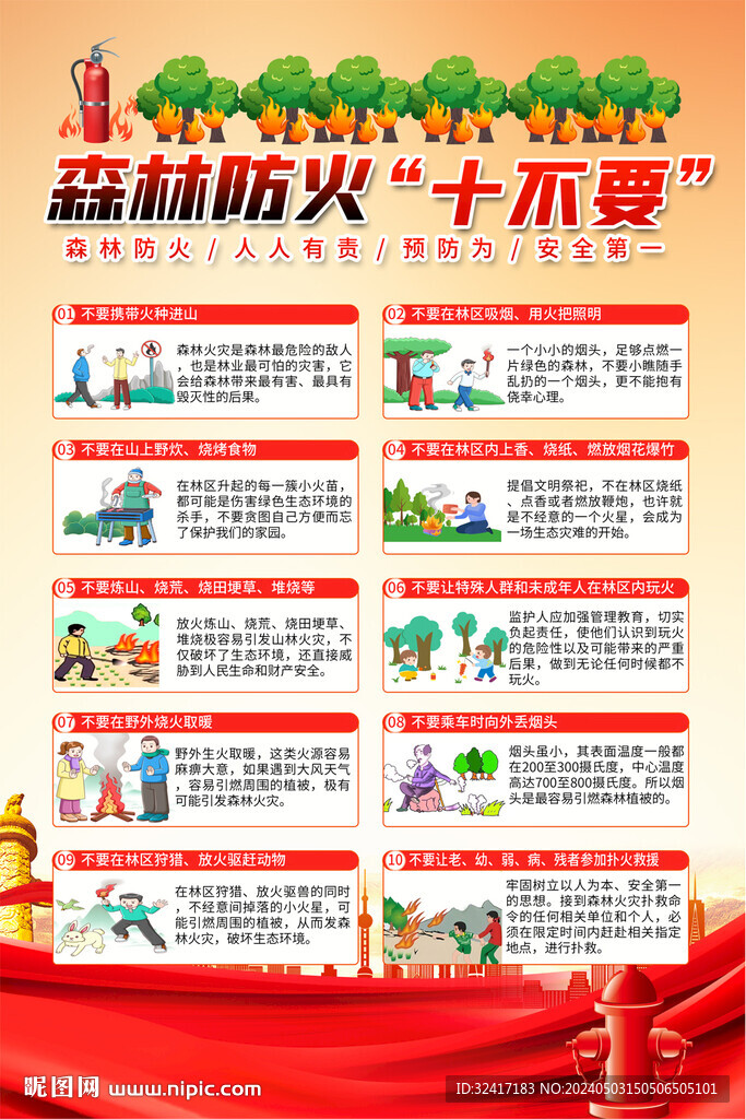 森林防火十不要海報