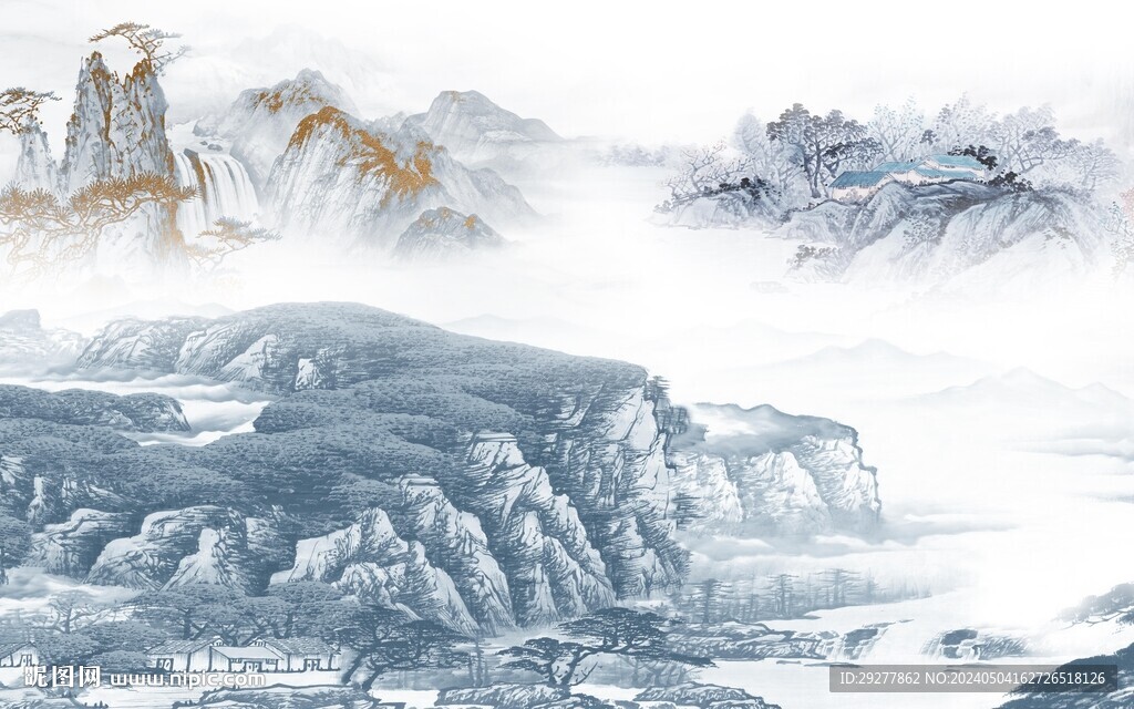 大氣 簡(jiǎn)約中式山水 TIF分層