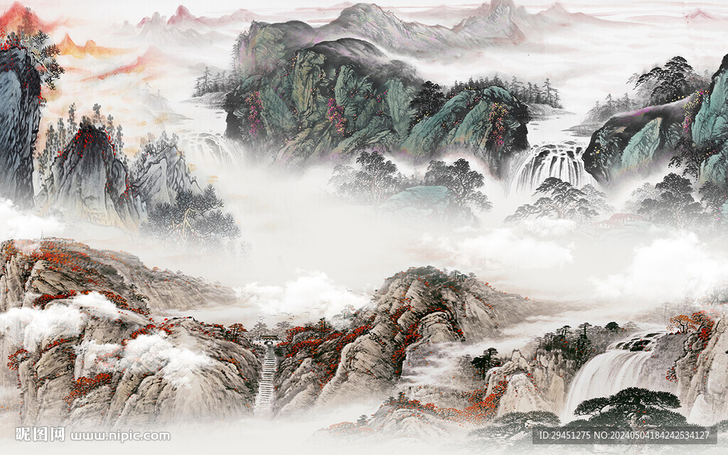 新傳 新品中式山水 TIF分層