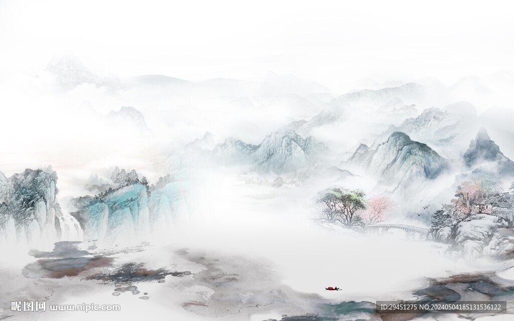 高清 新品中式山水 TIF分層
