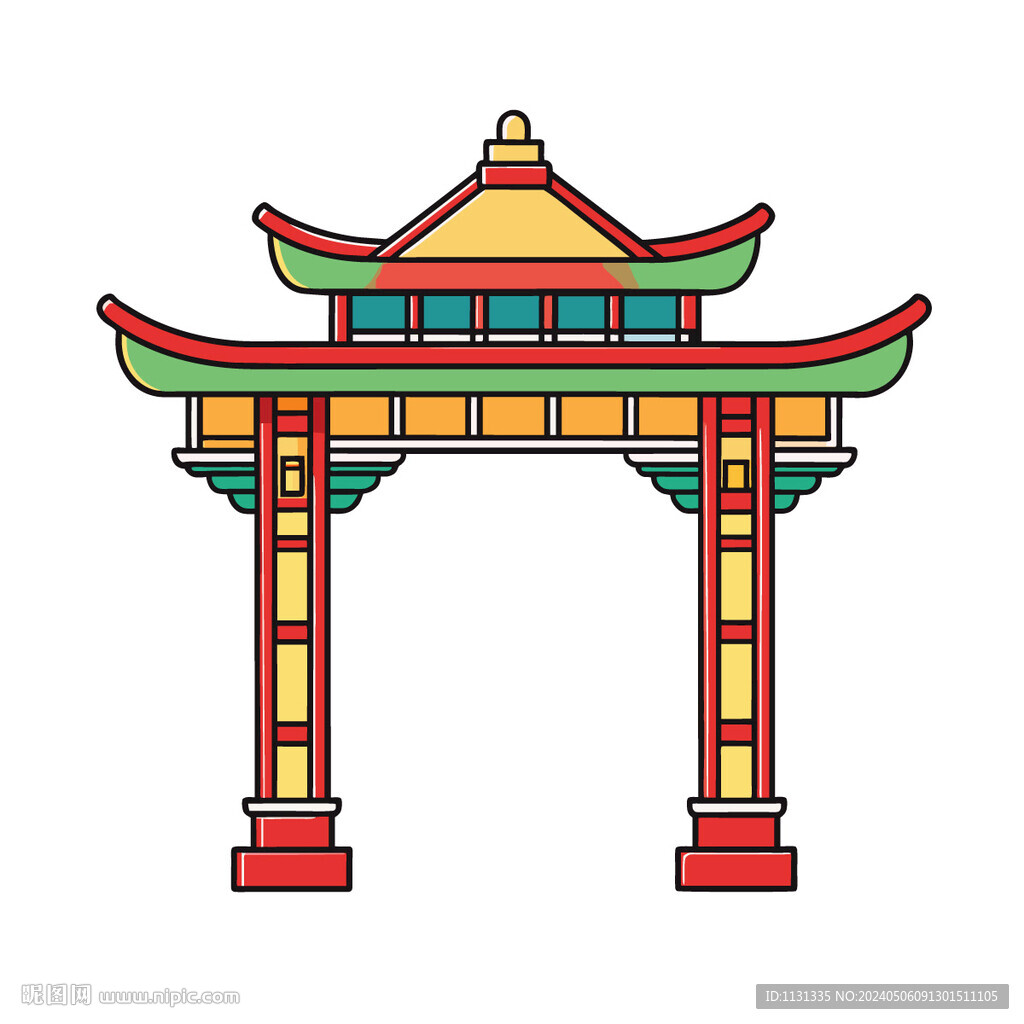 矢量建筑中國傳統(tǒng)古風(fēng)牌樓