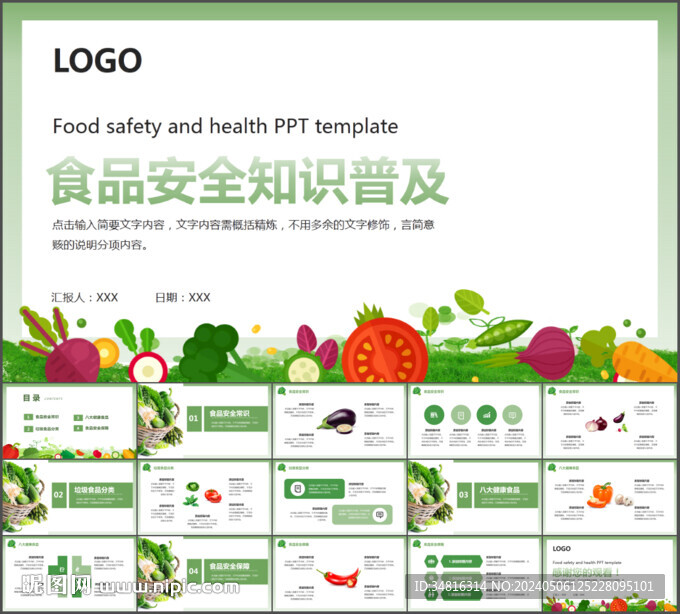 食品安全知识普及PPT模板