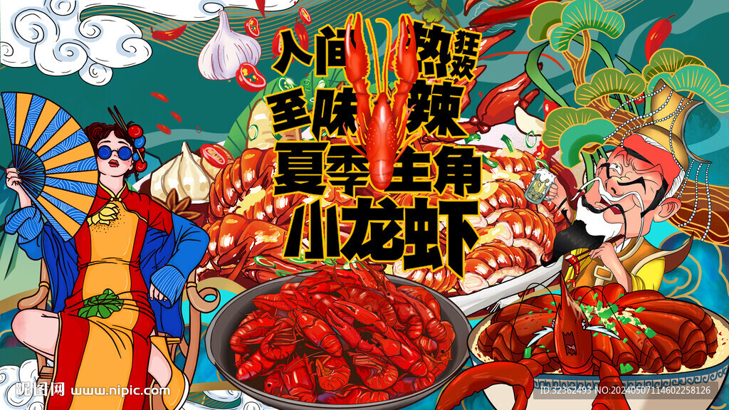 麻辣小龍蝦工裝背景