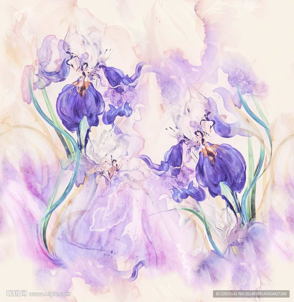 水彩花  扎染大花