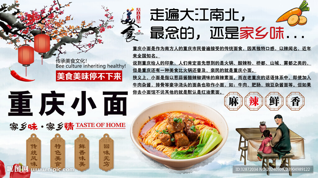 重慶小面背景墻