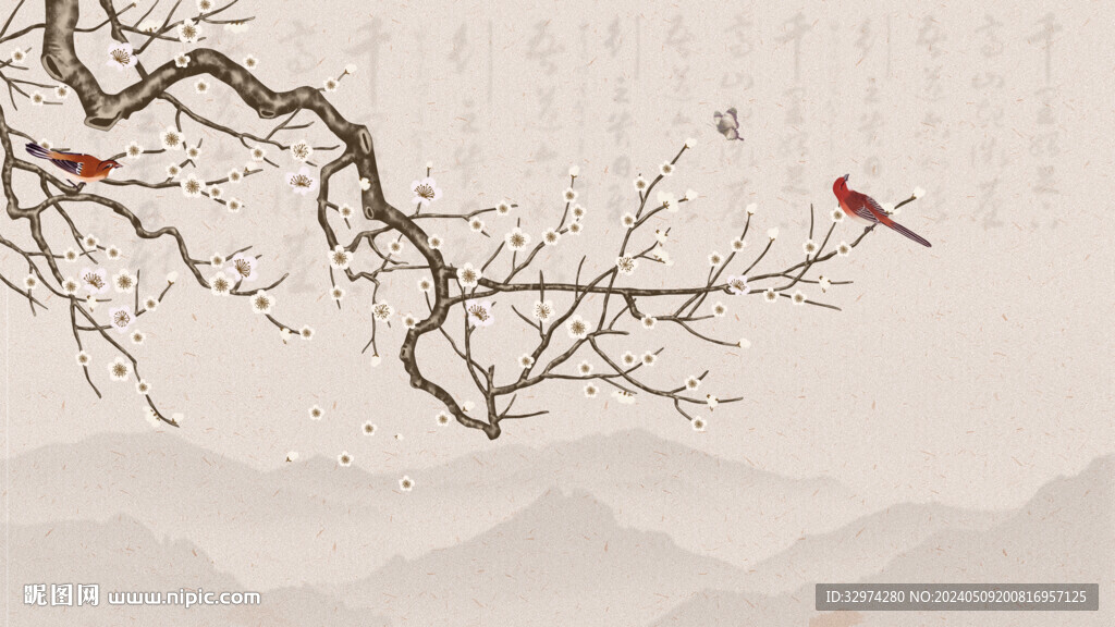 復(fù)古花鳥背景
