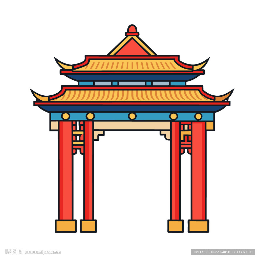 矢量中國古風建筑涼亭