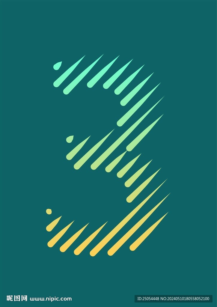漸變線條矢量數字3