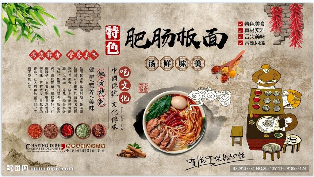 徽菜板面店裝飾畫