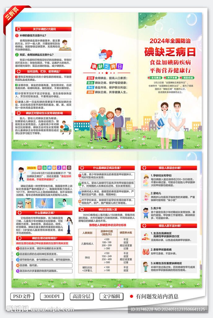 2024年碘缺乏病宣傳日三折頁