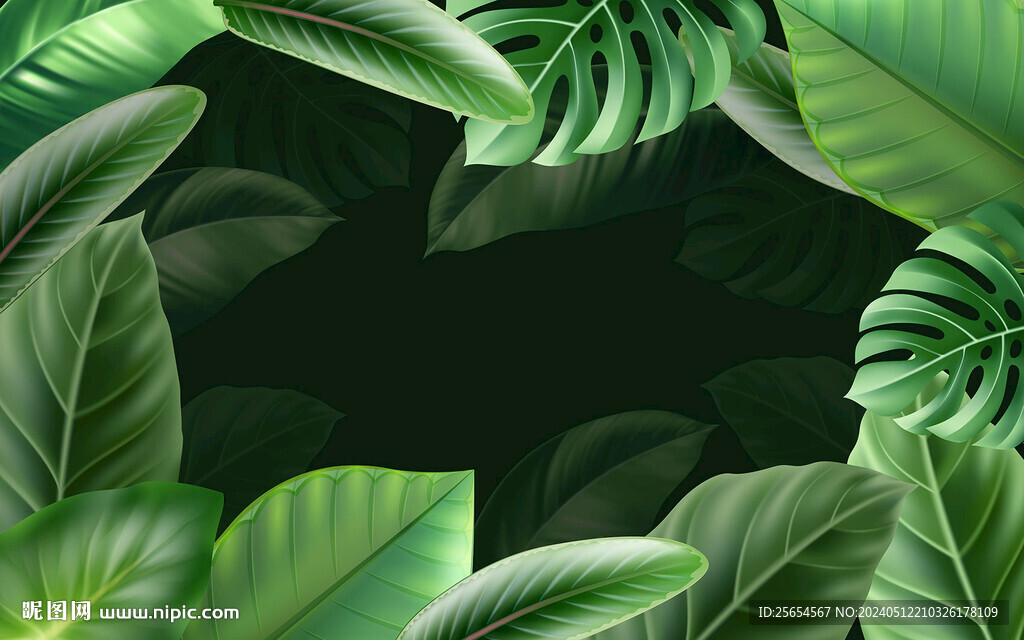 簡約清新手繪熱帶植物背景