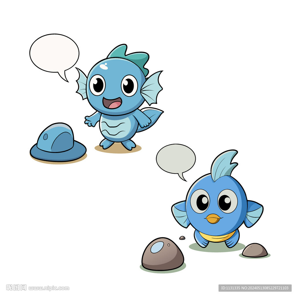 矢量動(dòng)物卡通魚(yú)寶寶對(duì)話氣泡