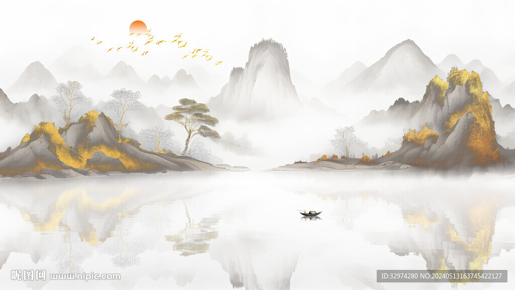 金色山水畫