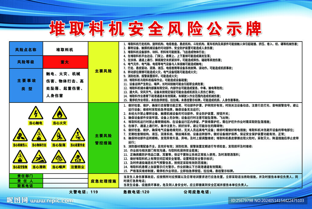 堆取料機(jī)安全風(fēng)險公示牌