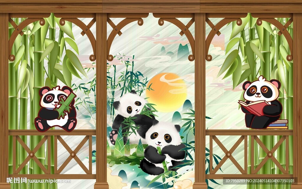 北歐手繪兒童房背景墻