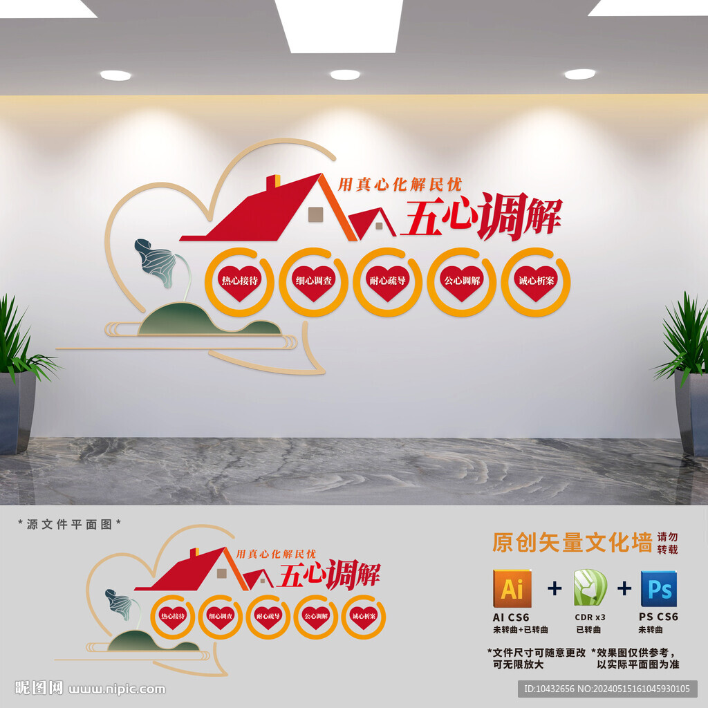 五心調(diào)解文化墻