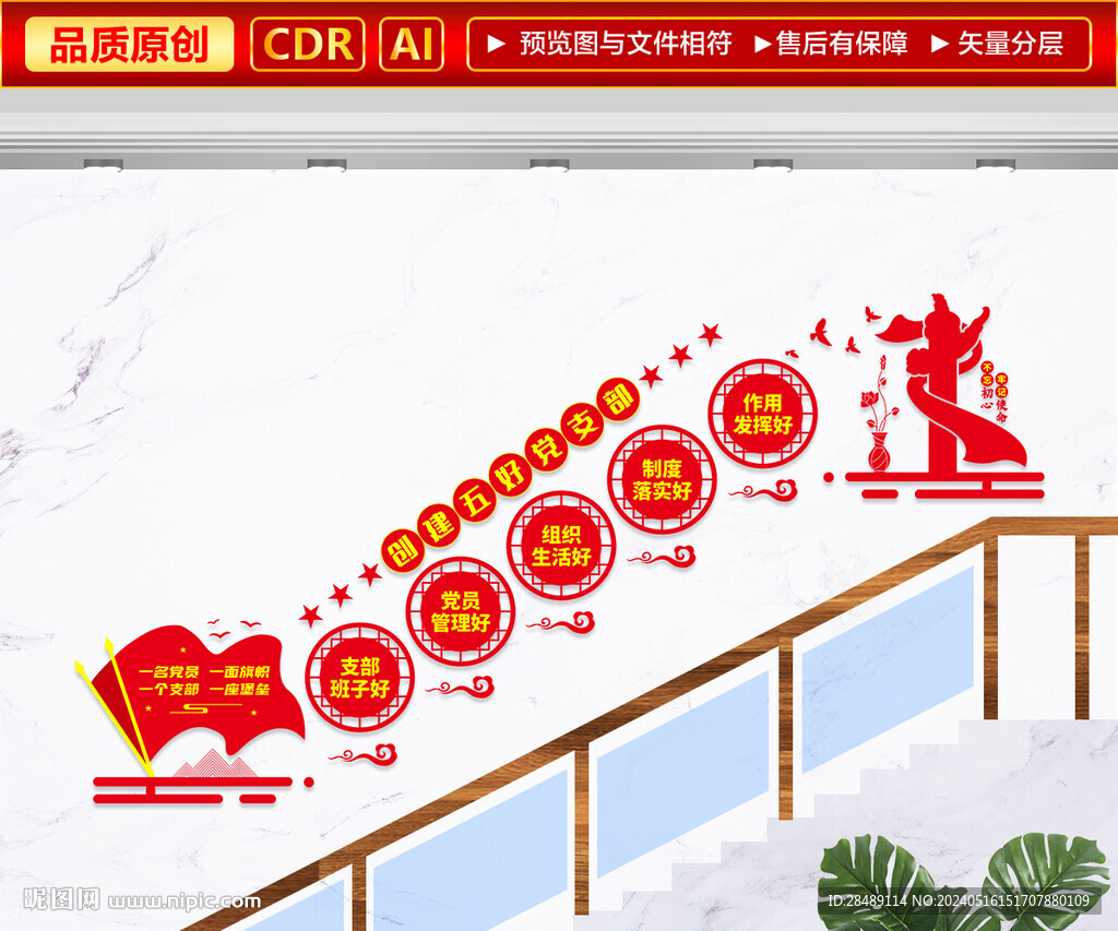 五好黨支部樓梯文化墻