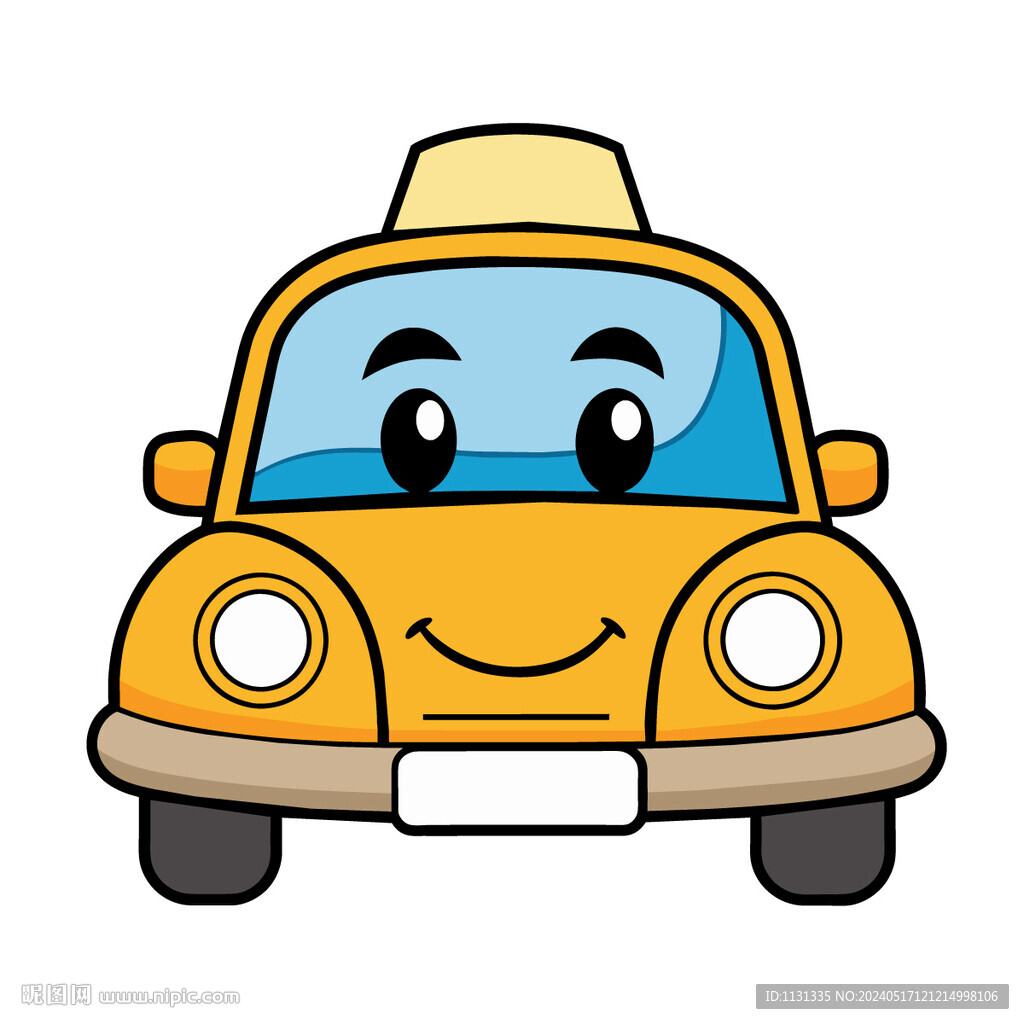 矢量車(chē)輛卡通黃色出租車(chē)