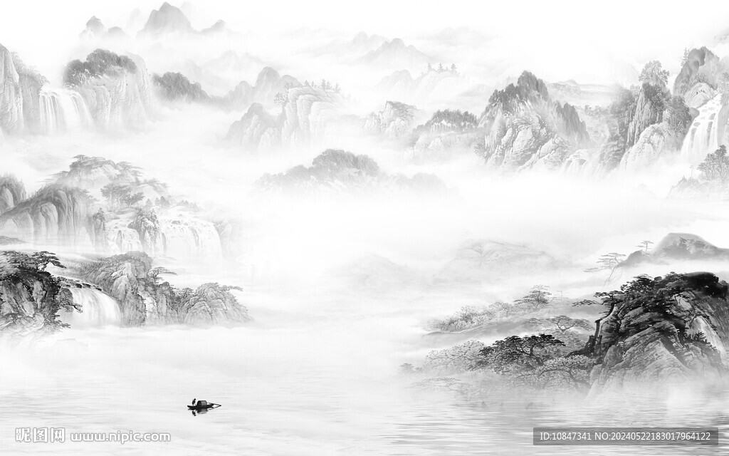 高清 中式灰色山水 TiF分層