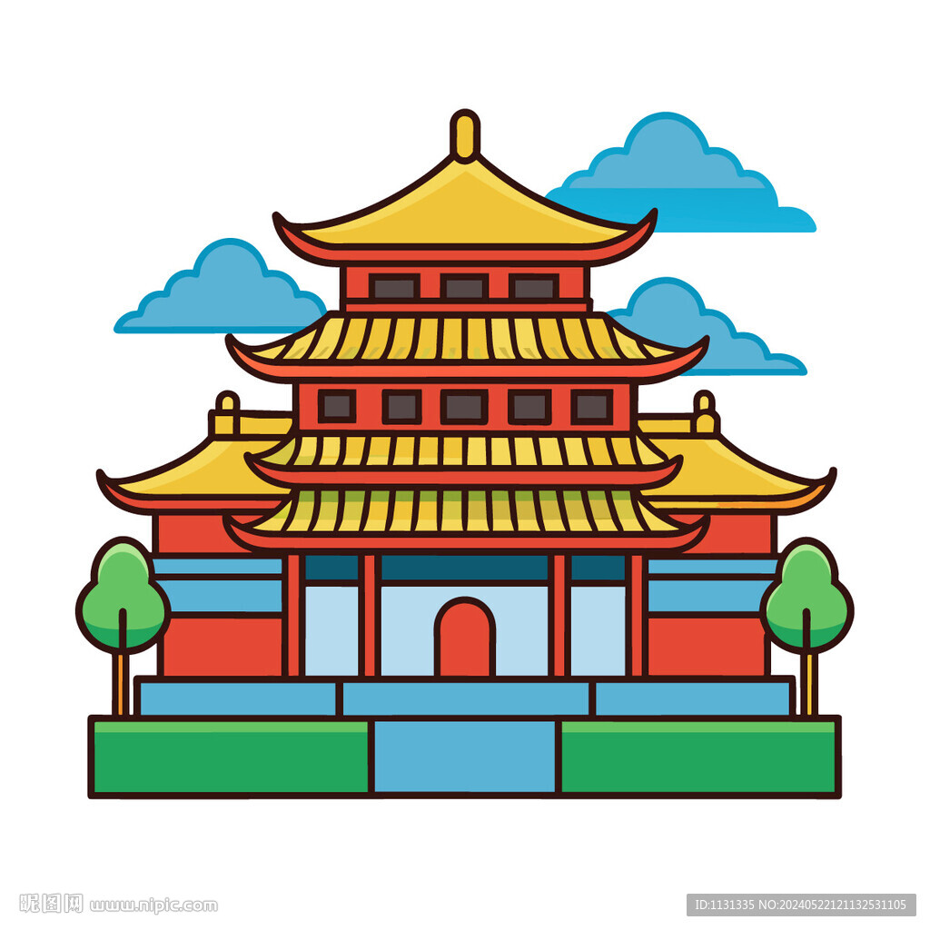 矢量建筑中國(guó)傳統(tǒng)古建筑大殿