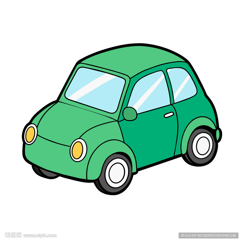 矢量卡通車輛綠色小汽車
