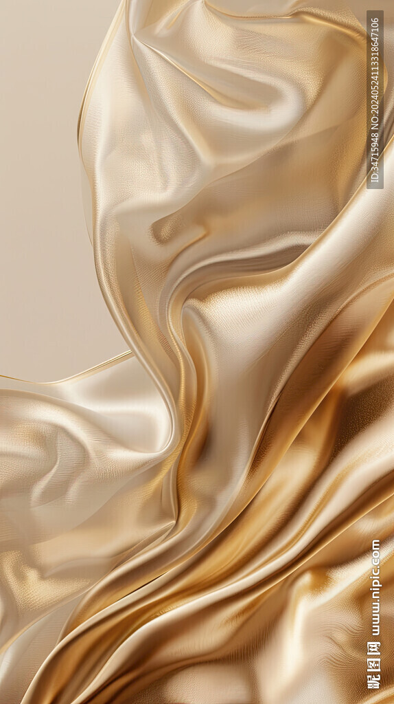 3d金色抽象波浪綢緞布紋背景
