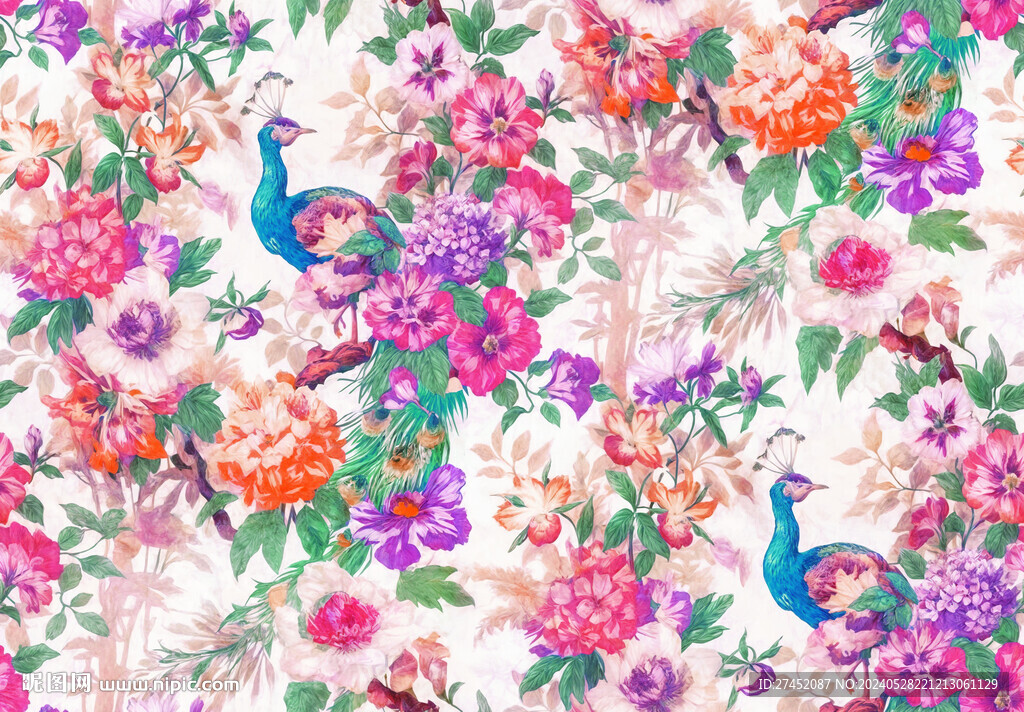 色塊 手繪花