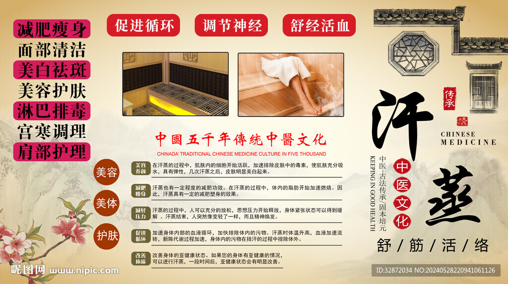 汗蒸背景墻