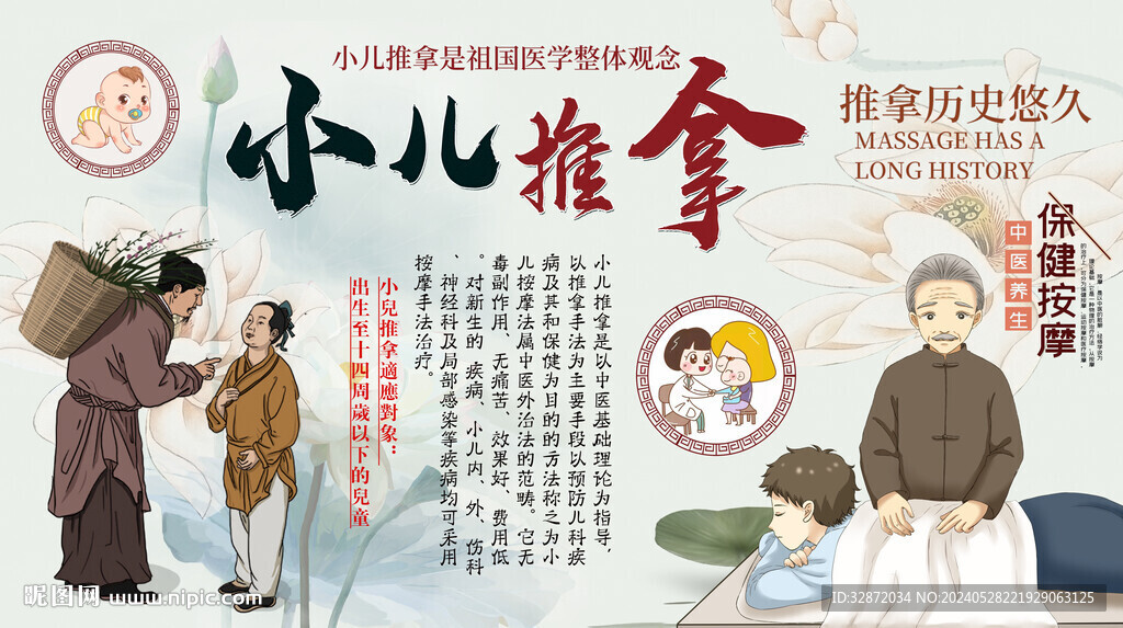 小兒推拿養(yǎng)生背景墻