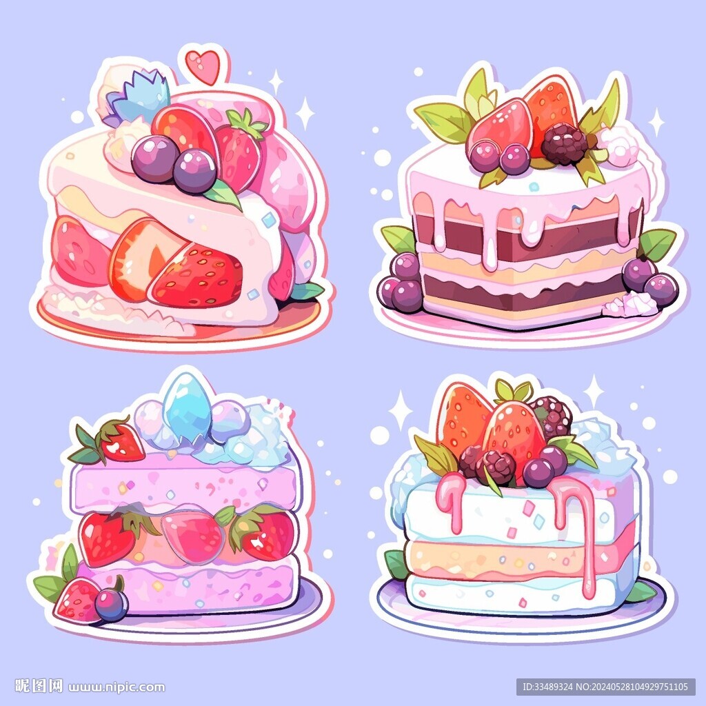 草莓小蛋糕插畫矢量